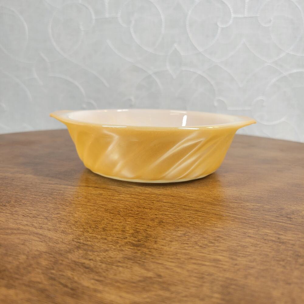 Vintage Anchor Hocking Fire-King Peach Lustre Ovenware Casserole Dish Small